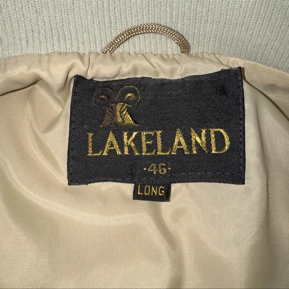 VTG 60s 70s Lakeland Elongated Zip Up Jacket Adult 46 Long Beige Lightweight